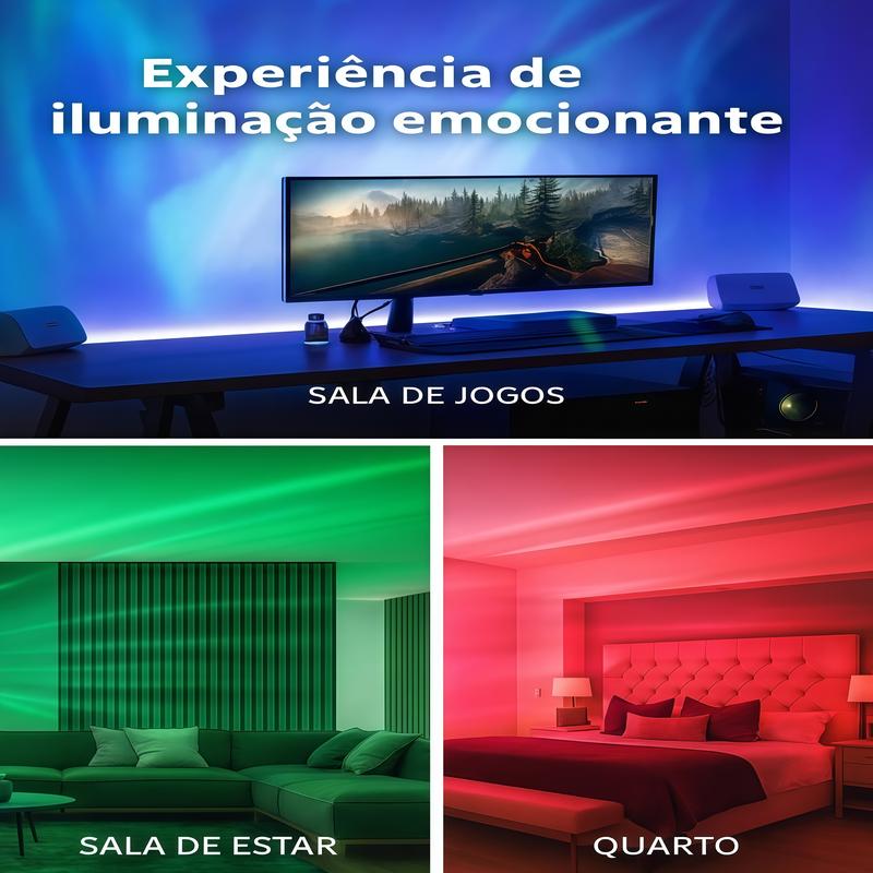 Projetor Giratório Efeito Ondas Ocean Aurora Boreal Luzes Noturna Luminária Led 14 Efeitos Com Controle