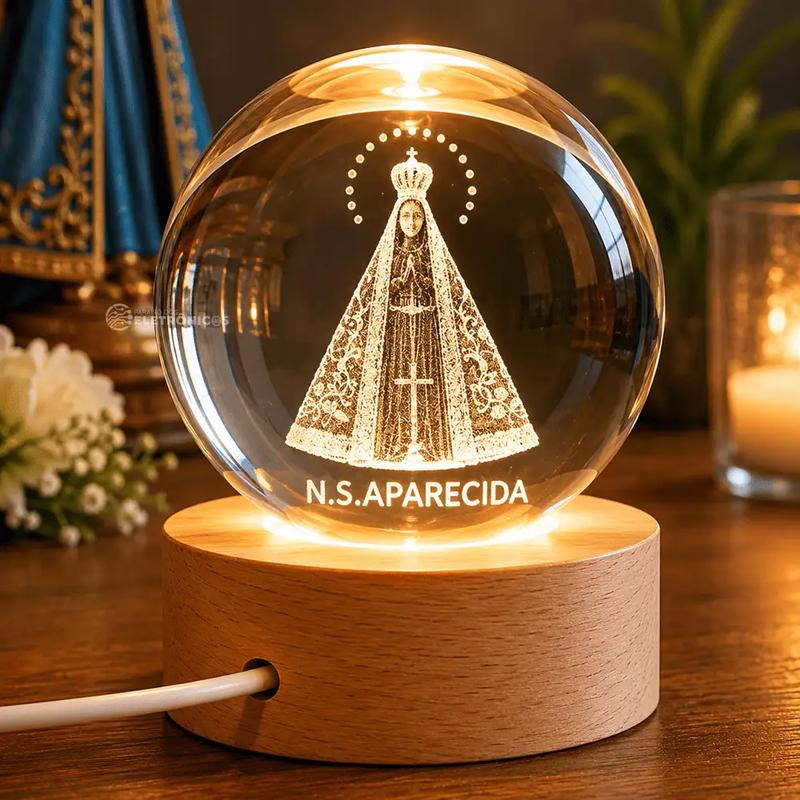 Space Ball Nossa Senhora Aparecida – Luminária de Cristal 3D LED