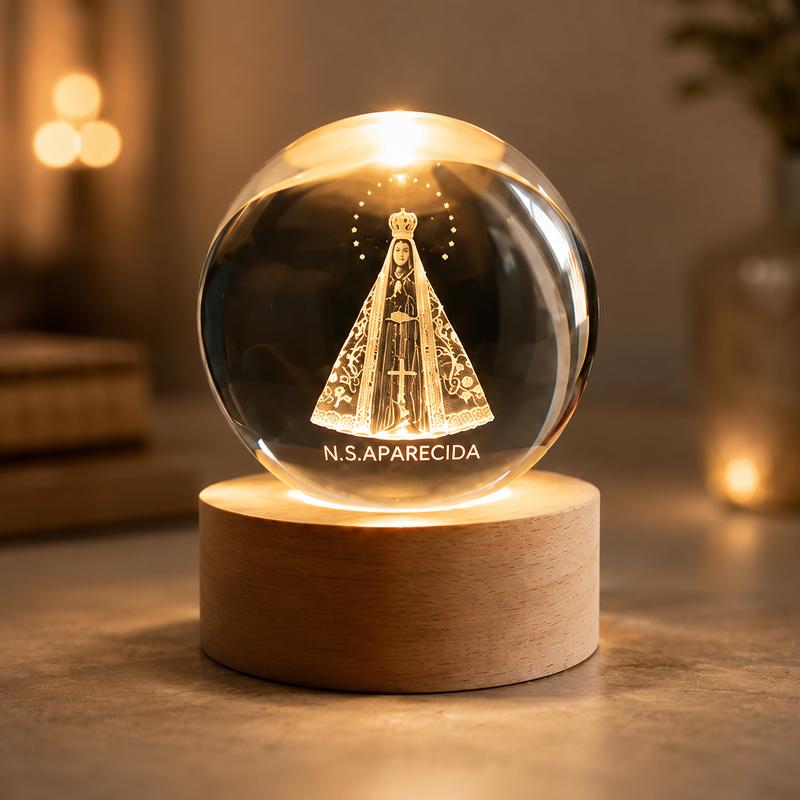 Space Ball Nossa Senhora Aparecida – Luminária de Cristal 3D LED
