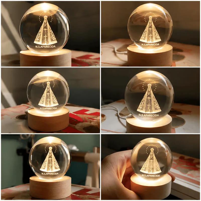 Space Ball Nossa Senhora Aparecida – Luminária de Cristal 3D LED