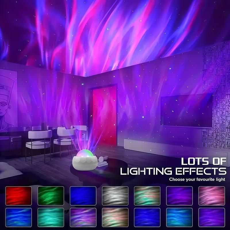 Projetor Giratório Efeito Ondas Ocean Aurora Boreal Luzes Noturna Luminária Led 14 Efeitos Com Controle