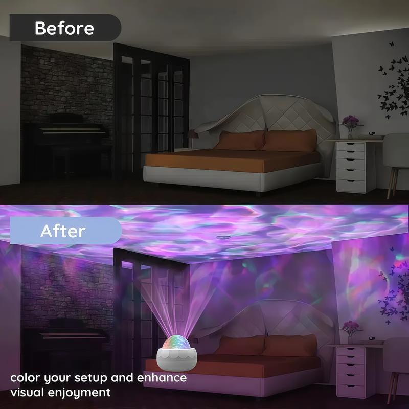 Projetor Giratório Efeito Ondas Ocean Aurora Boreal Luzes Noturna Luminária Led 14 Efeitos Com Controle