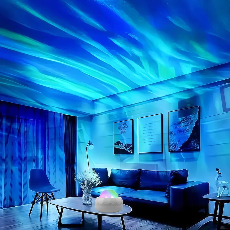 Projetor Giratório Efeito Ondas Ocean Aurora Boreal Luzes Noturna Luminária Led 14 Efeitos Com Controle