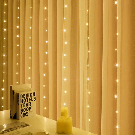 Cortina de Luz LED com Fio de Cobre - 300 LEDs, 3x3 Metros | Para Festa