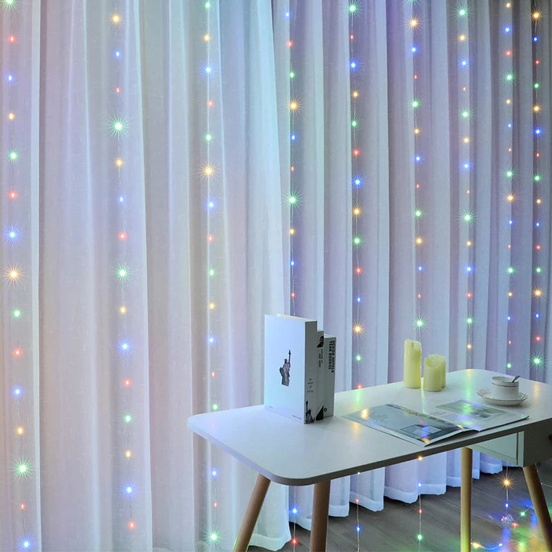 Cortina de Luz LED com Fio de Cobre - 300 LEDs, 3x3 Metros | Para Festa