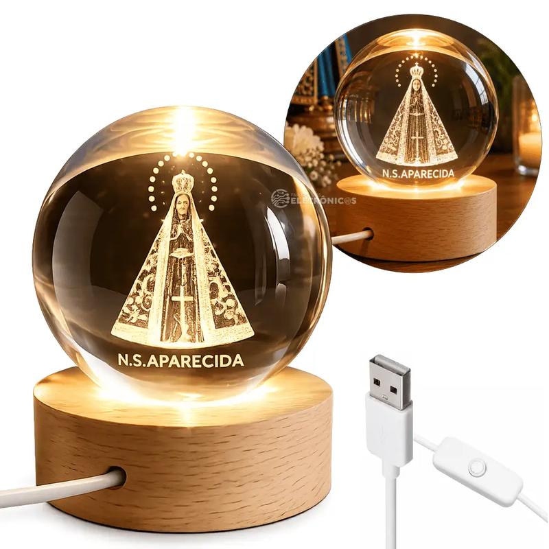 Space Ball Nossa Senhora Aparecida – Luminária de Cristal 3D LED